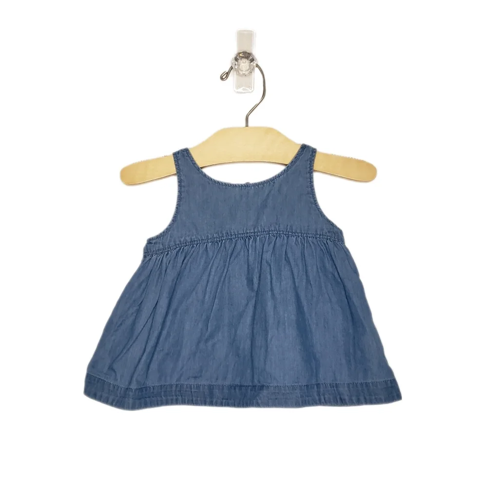 Baby Gap 12-18m Blue Denim Jean Sleeveless Swing Top Flyaway Open Back
